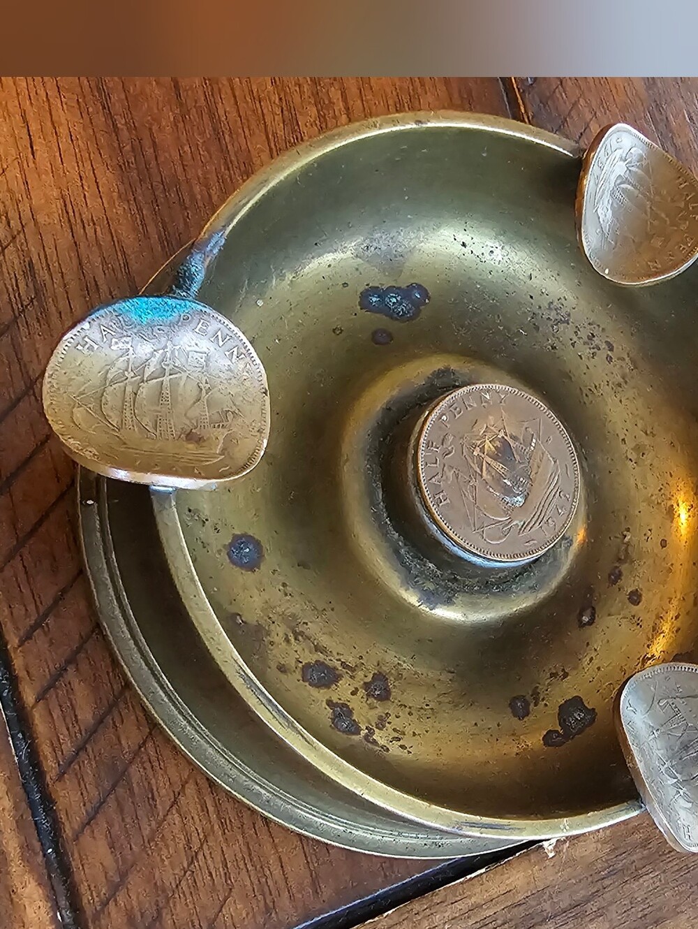 Vintage 1941 WWII Trench Art Brass Ashtray